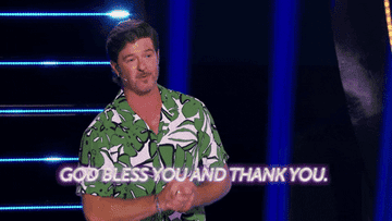 Robin Thicke saying, &quot;God bless you and thank you.&quot;