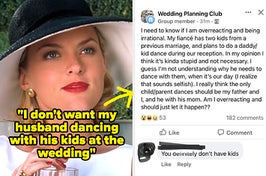 meredith from parent trap captioned "I don't want my husband dancing with his kids at the wedding" with a post basically saying that