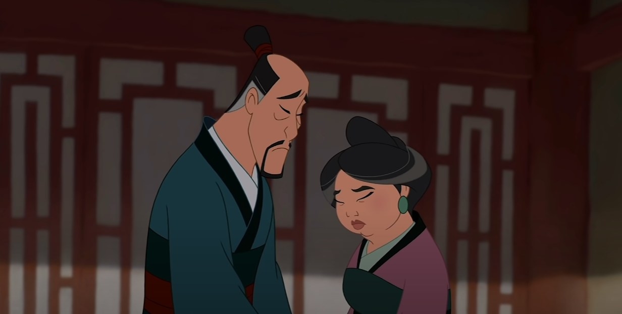Mulan&#x27;s parents looking forlorn in Disney&#x27;s Mulan