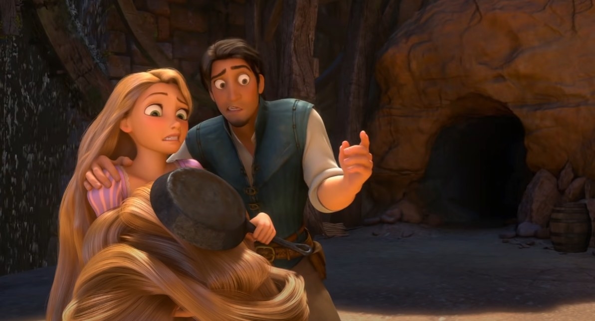 Rapunzel and Flynn in Disney&#x27;s version