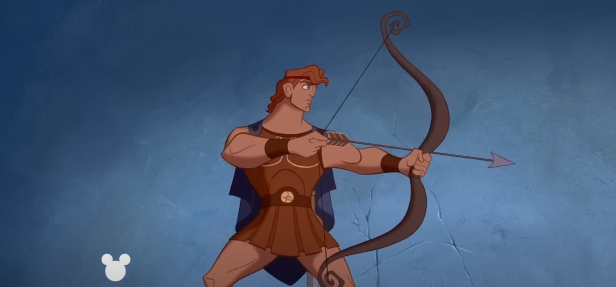 Disney&#x27;s Hercules with his bow and arrow