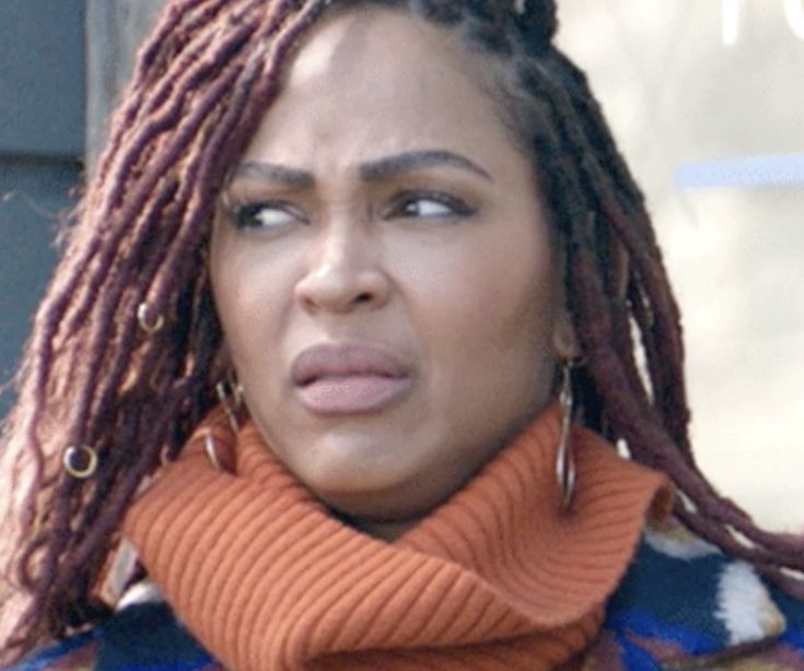 A woman looking confused