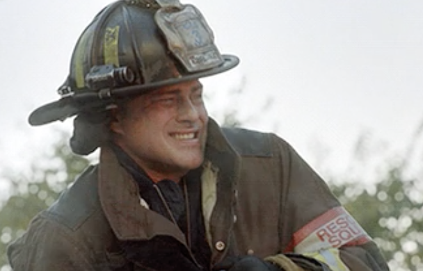 Closeup of a firefighter