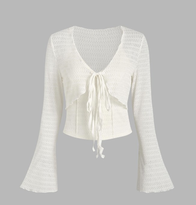 The white textured cardigan top