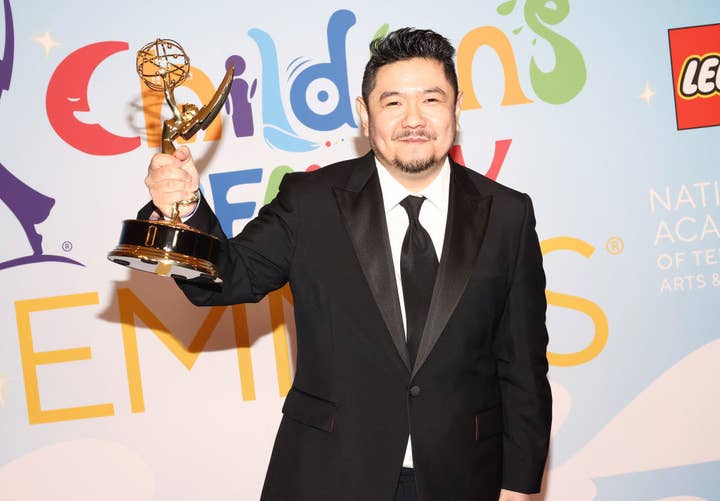 Eric Bauza, winner of the Outstanding Voice Performance in an Animated Program award for "Looney Tunes Cartoons," poses in the press room during the 2022 Children's & Family Emmys