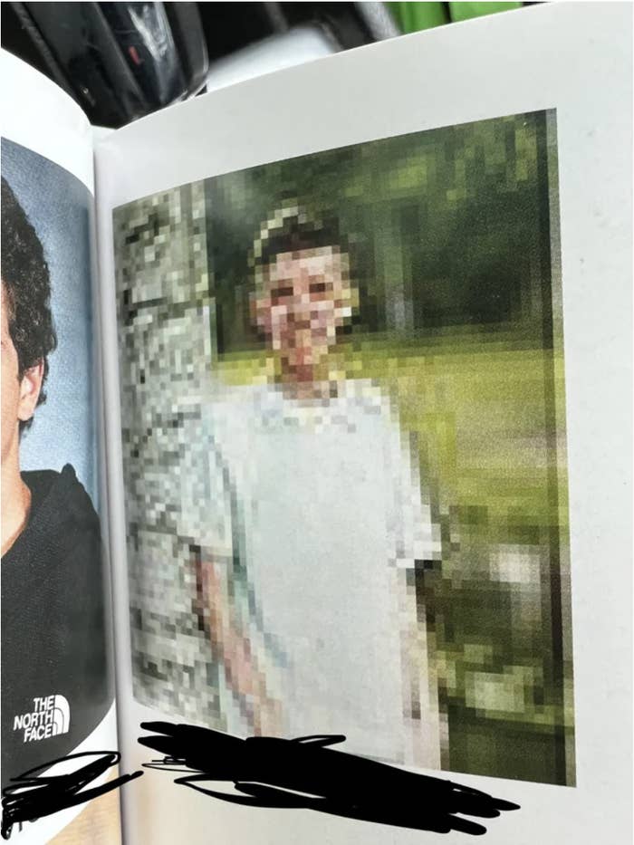 A pixelated photo in a yearbook