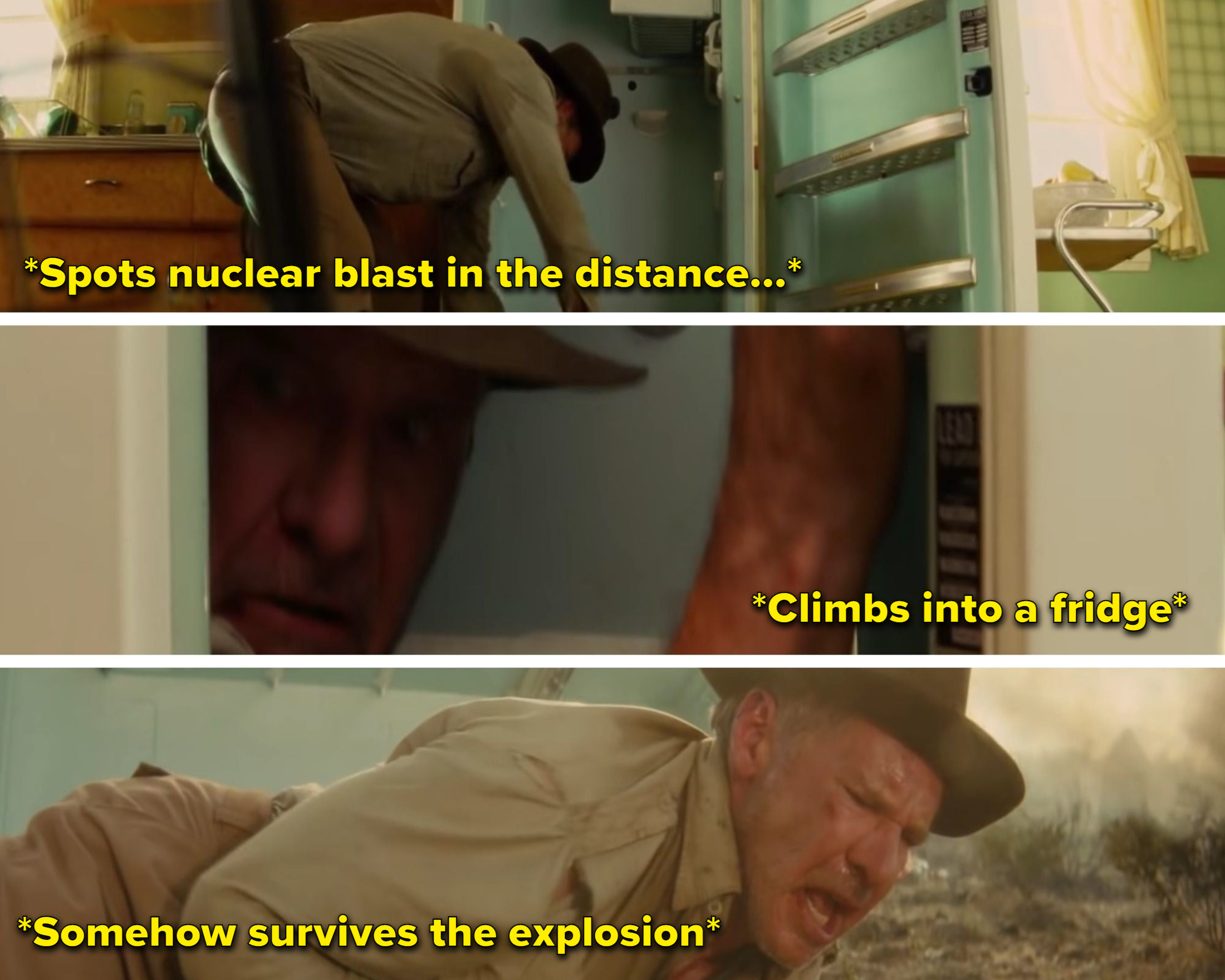 Breakdown of the scene in which Indiana Jones empties a fridge, climbs into it, and still survives a nuclear blast