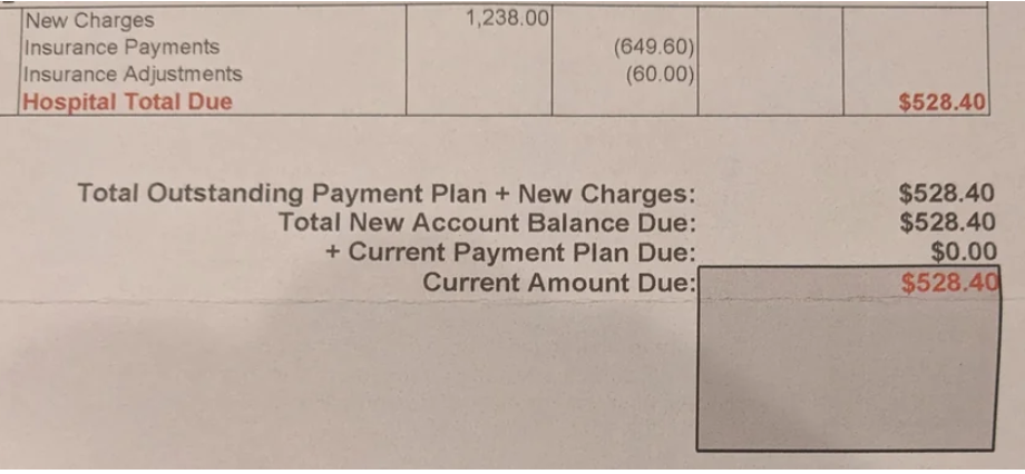 A bill from the ER