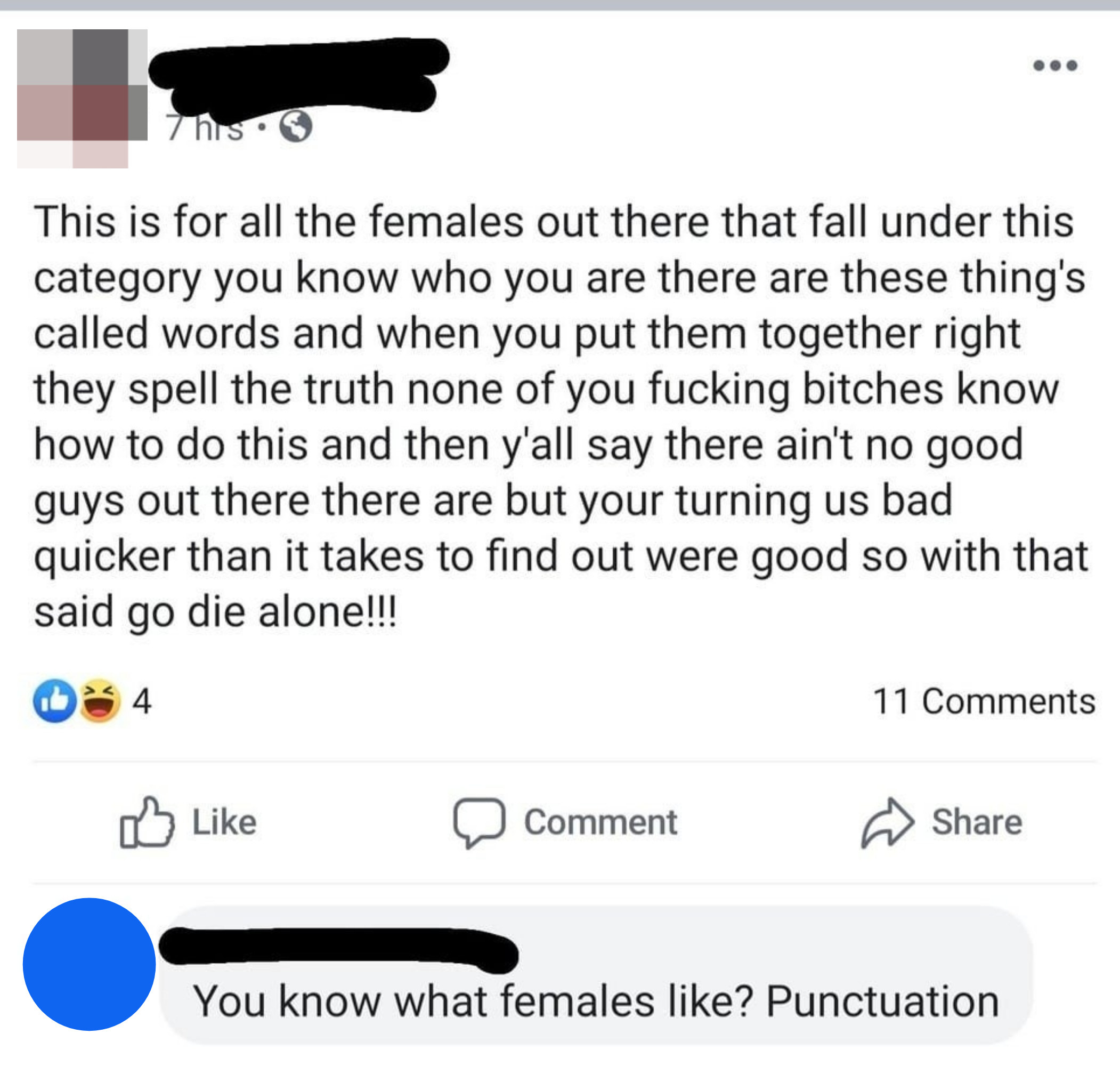 &quot;You know what females like? Punctuation.&quot;