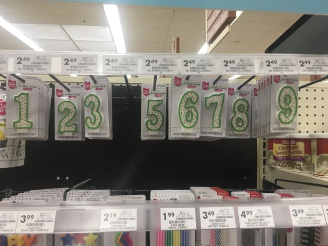 number candles at the store with the 4 missing