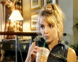 Britney Spears drinking a Starbucks iced coffee