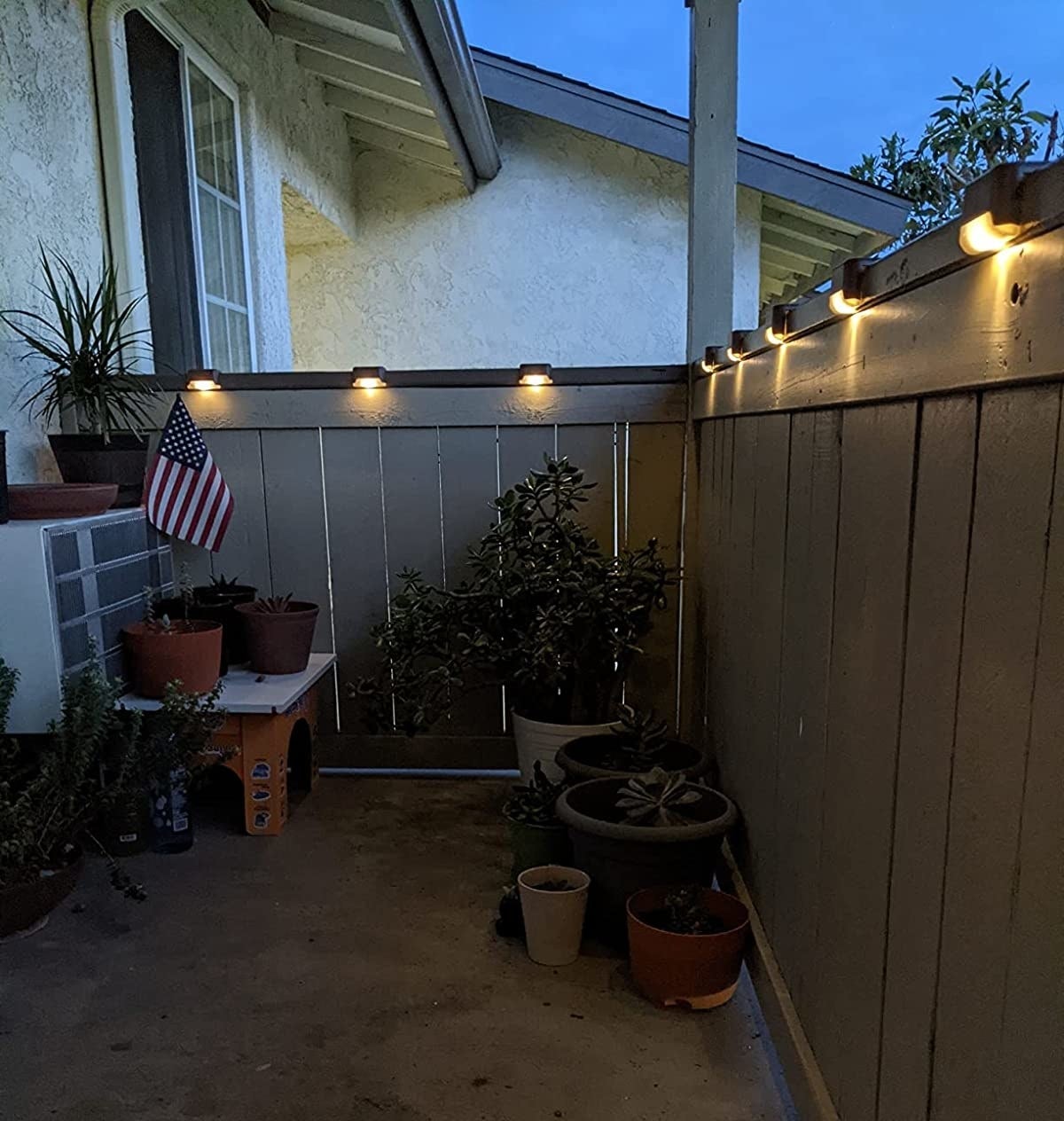 Reviewer photo of lights on a patio fence