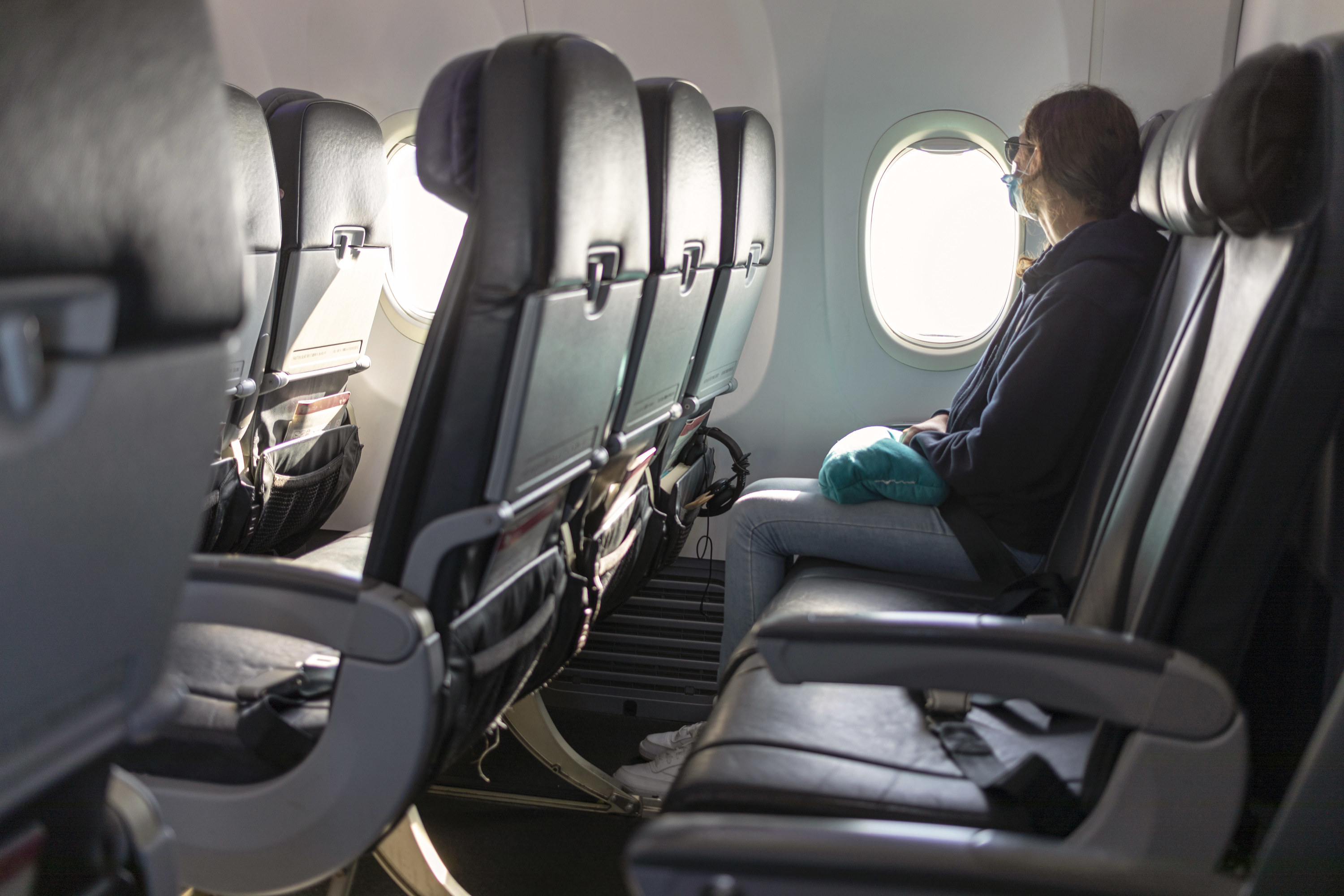 A row of seats on an airplane