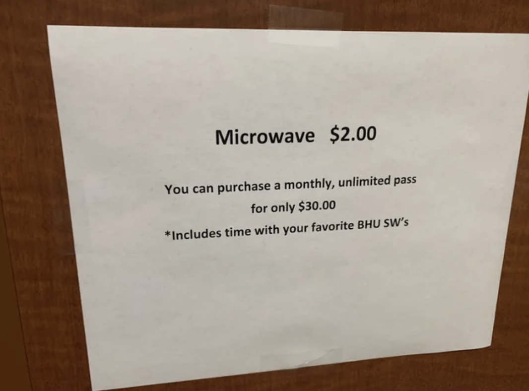 using the microwave costs $2