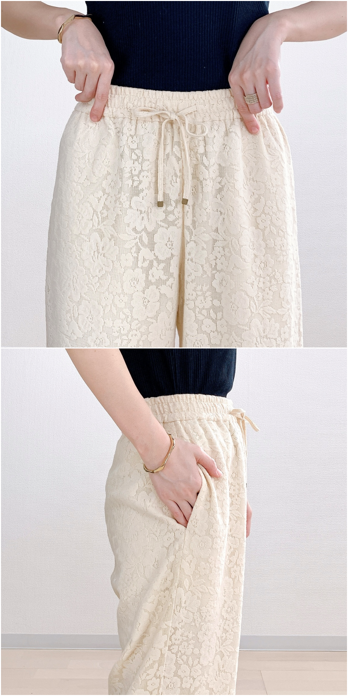 GU(ジーユー)のおすすめのレディースアイテム「レースイージーパンツ+E(セットアップ可能)」