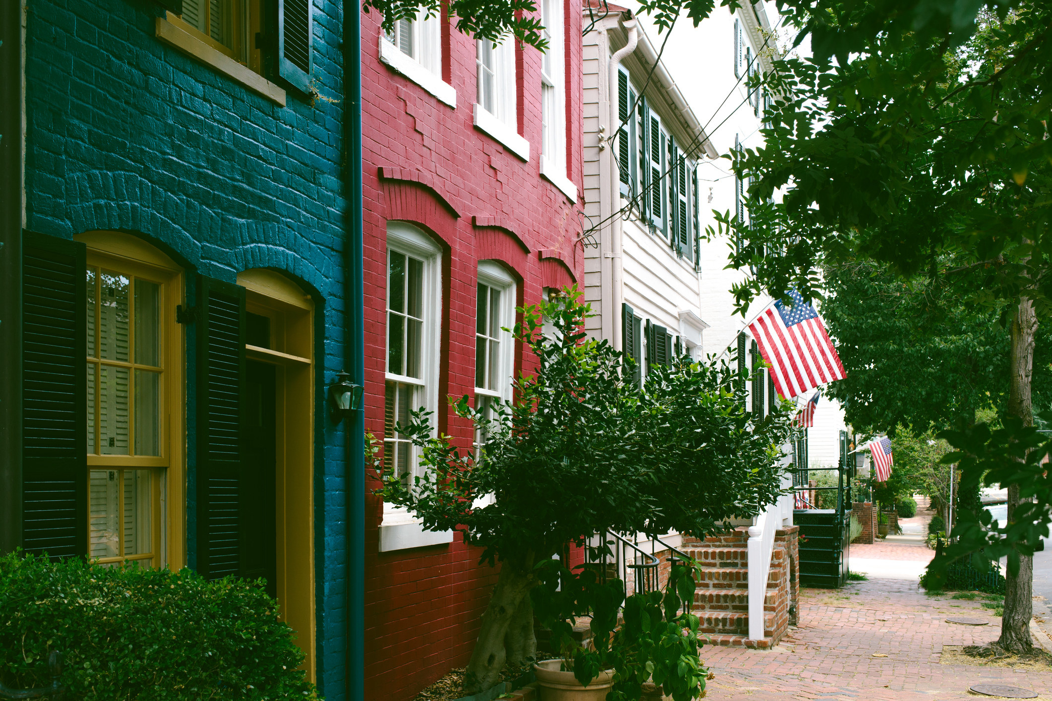 View from a residential street in Old Town Alexandria.
