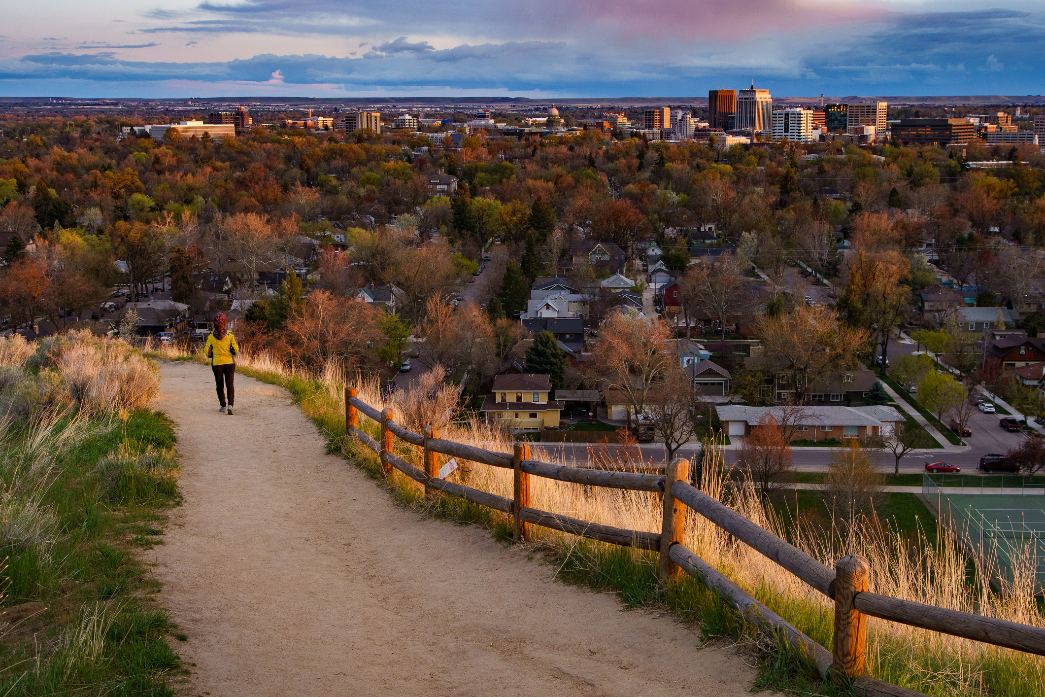 A hiking path overlooking downtown Boise.