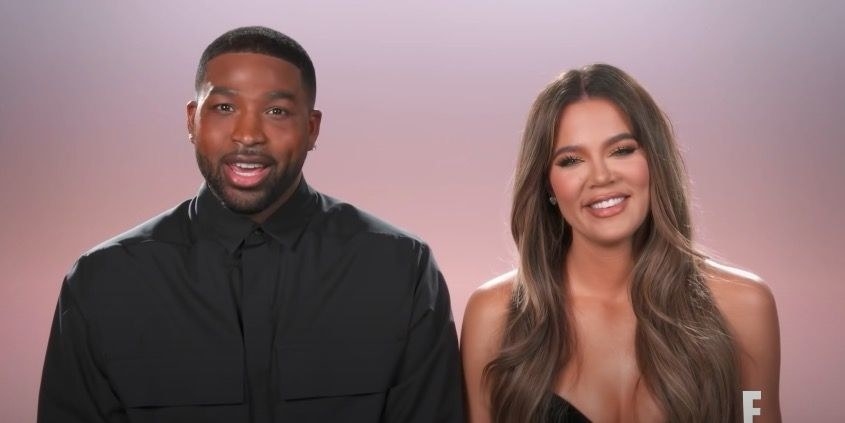 Close-up of Khloé and Tristan smiling