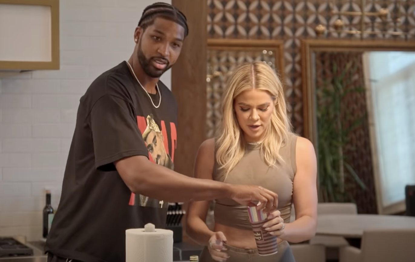 Tristan and Khloé in the kitchen