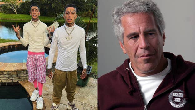 island boys and jeffrey epstein in separate images