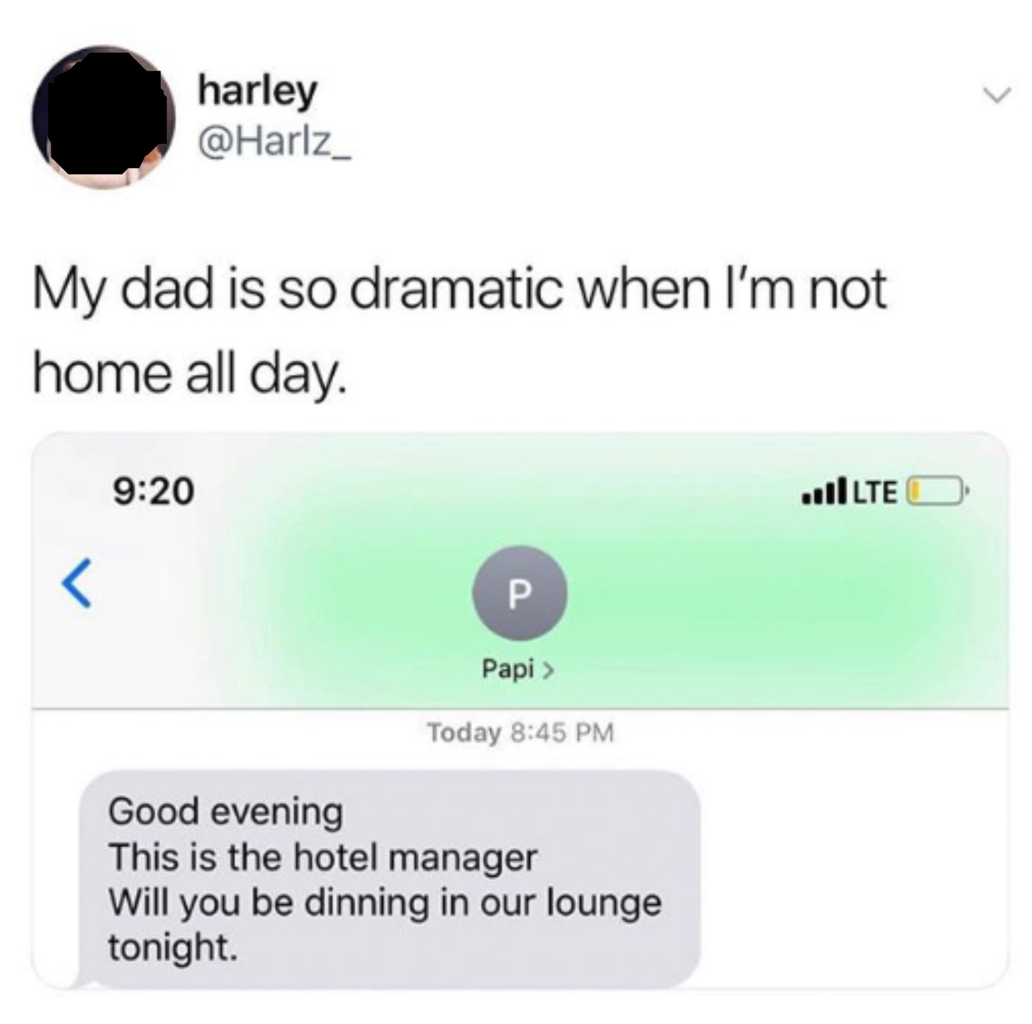 Screenshot of a text exchange