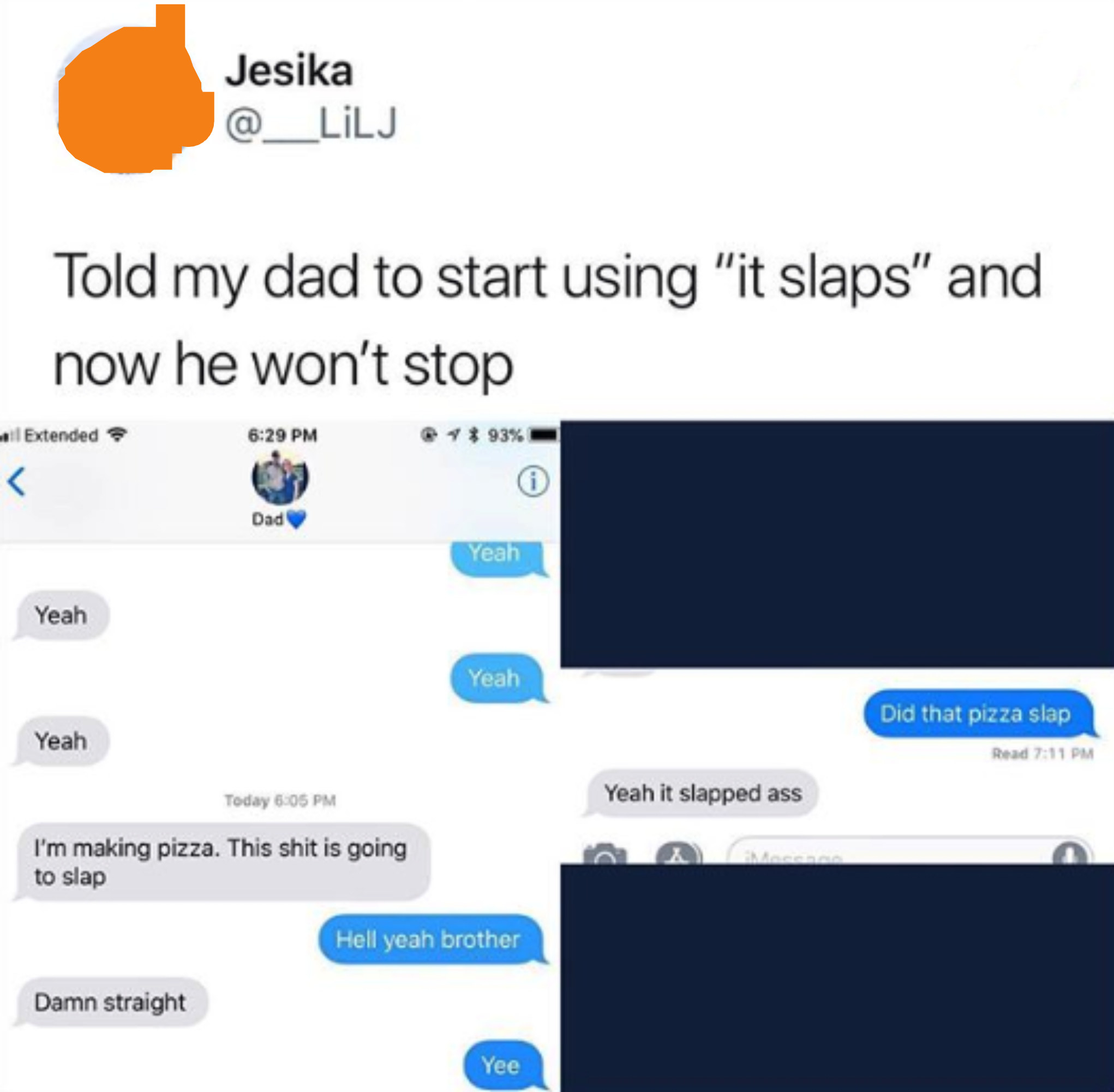 Screenshot of a text exchange