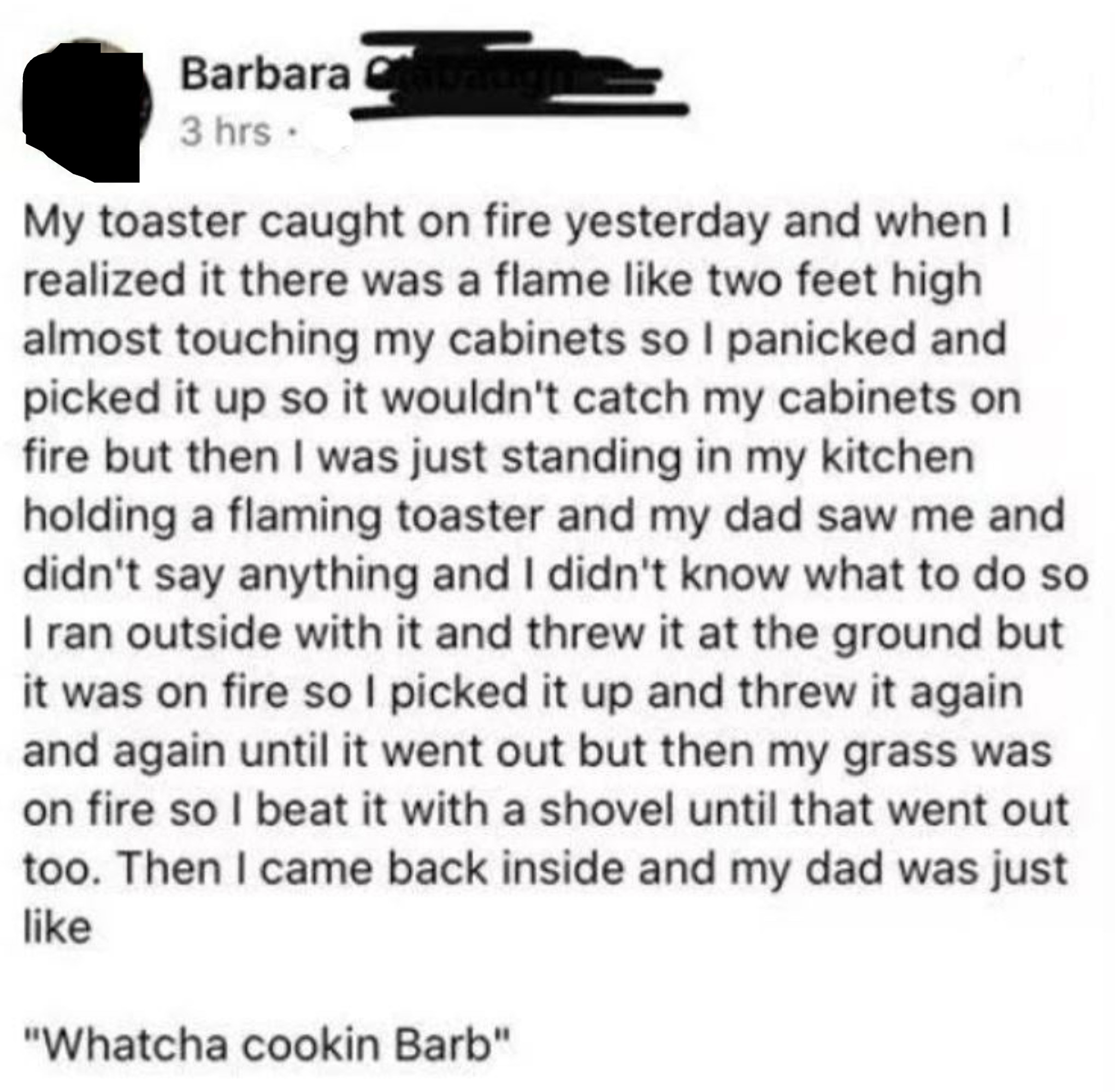 Screenshot of a Facebook post