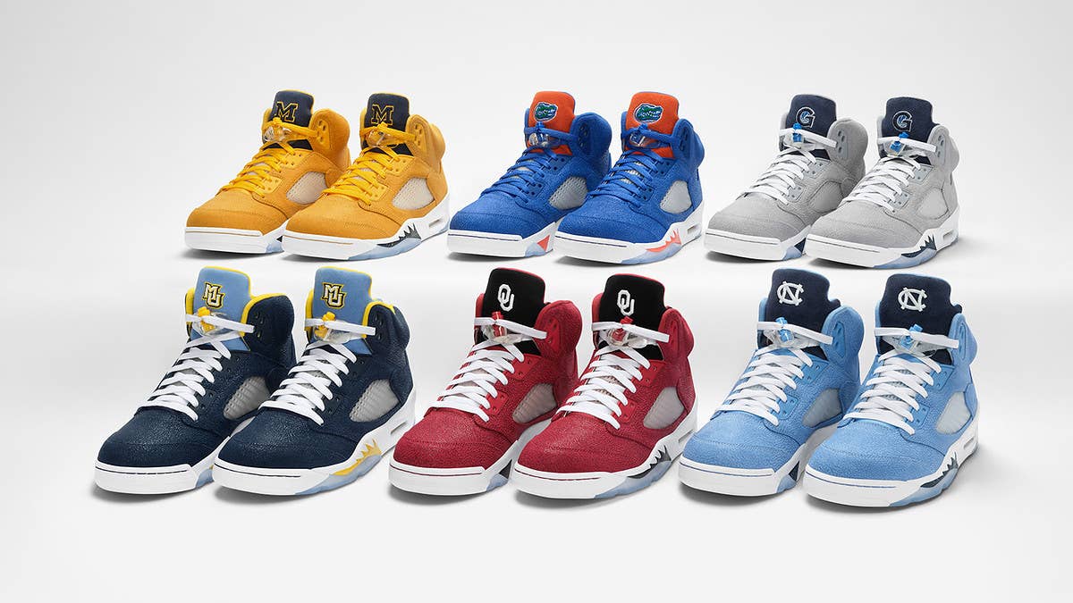 Jordan Brand gifted six schools new player-exclusive Air Jordan 5s ahead of this year's NCAA March Madness Tournament. Click here for a detailed look.