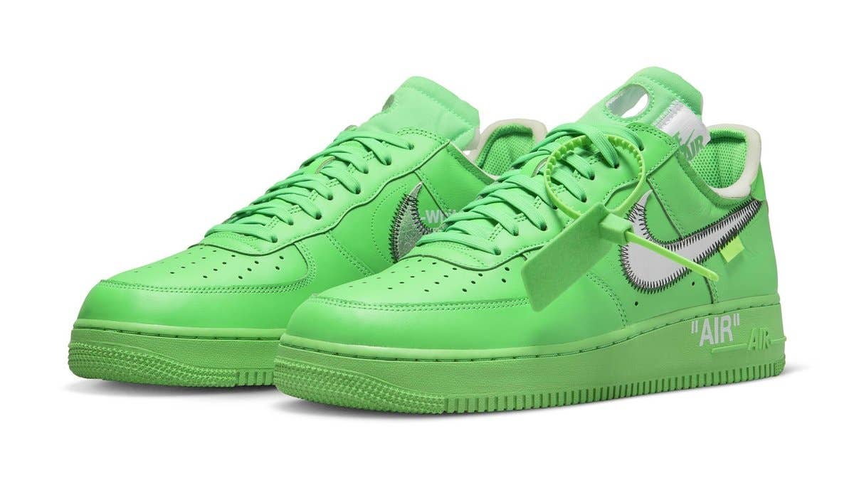Official images of the 'Green Spark' Off-White x Nike Air Force 1 Low have emerged. Click here for a closer look along with the collab's release info.