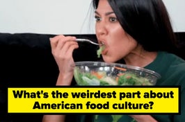 Kourtney Kardashian eating a salad out of a plastic container