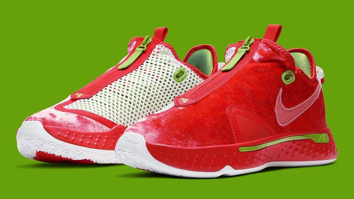 The Nike PG 4 'Christmas' colorway releases in December 2020 for $120. Click here for a closer look and additional details.