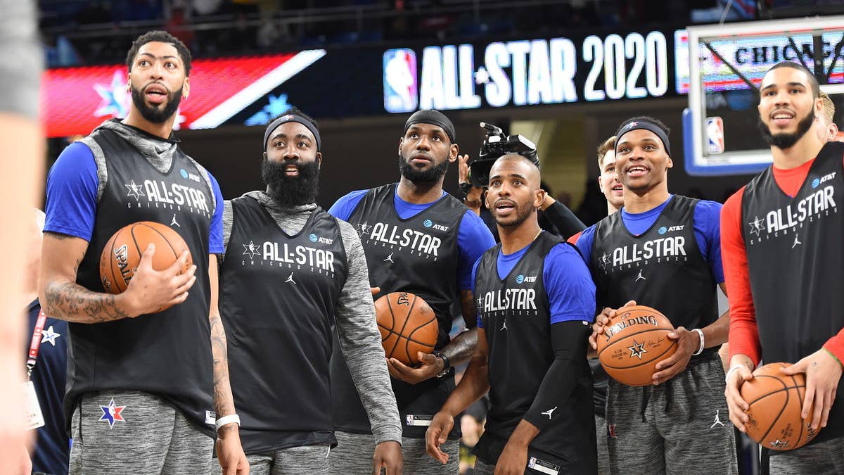 Before taking part in the 2020 NBA All-Star Game, players from Team LeBron and Team Giannis warmed up in the All-Star Practice. Here's the sneakers they wore.