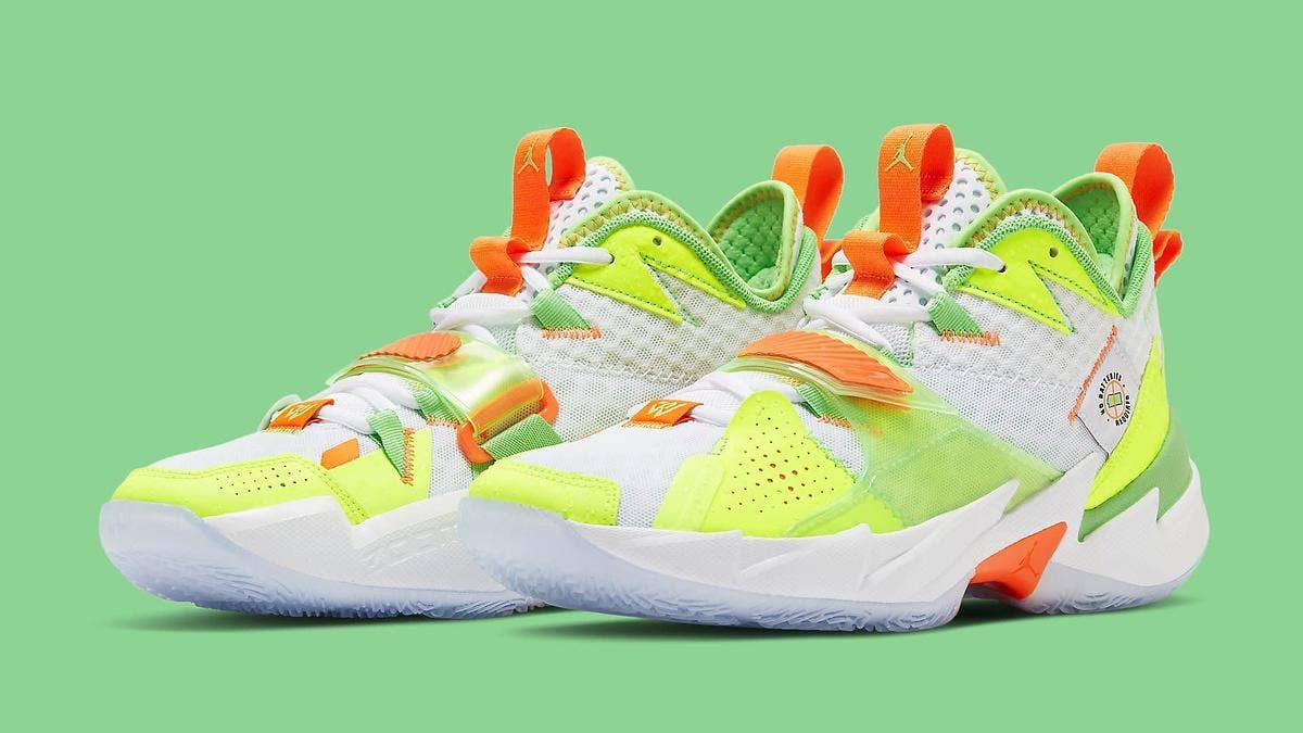 The player-exclusive 'Splash Zone' Jordan Why Not Zer0.3 is inspired by Russell Westbrook's favorite childhood toy and is releasing in April 2020.