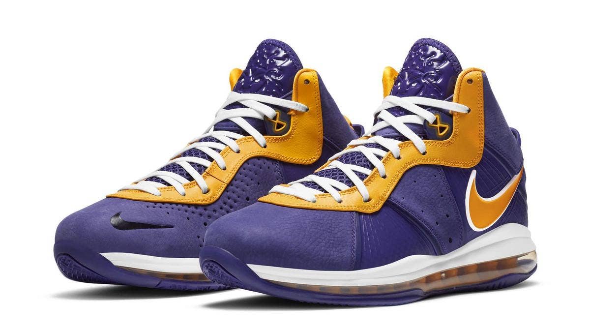 The Nike LeBron 8 is returning in a colorway inspired by the Los Angeles Lakers in December 2020. Click here for an official look and additional info.