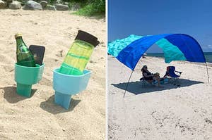 sand cup holder on the left and shibumi on the right