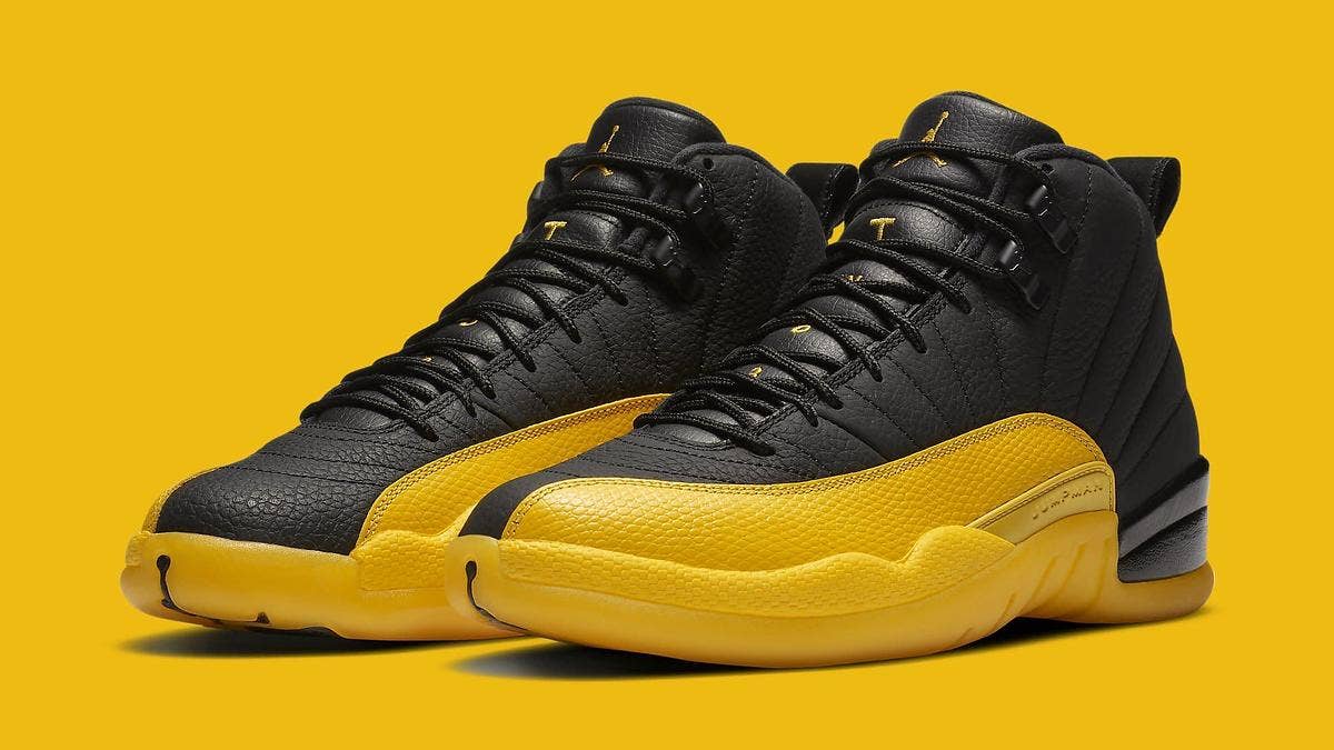 Following traditional 'Flu Game' color blocking, the 'University Gold' Air Jordan 12 will make its retail debut in July 2020.