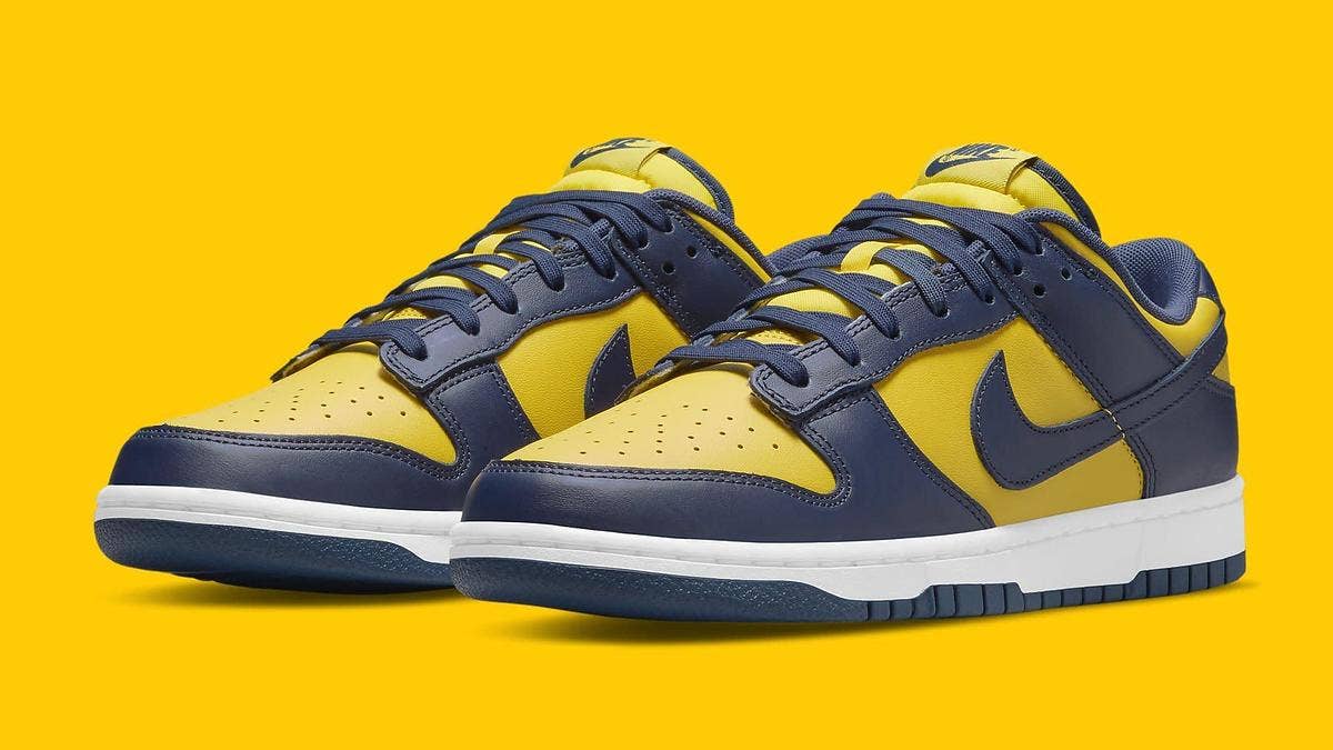 The Nike Dunk Low is reportedly releasing in the classic 'Michigan' colorway in June 2021. Click here for a detailed look and additional details.