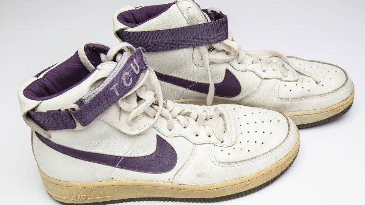 Former Nike executive Elliott Hill is selling a rare 'TCU' Nike Air Force 1 High PE in his 'Hail Mary: The Collection of Elliott Hill' auction.