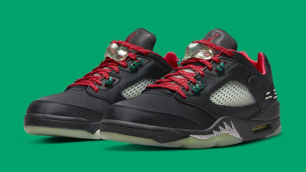 Clot has confirmed that its 'Jade' Air Jordan 5 Low collab will be released in May 2022. Click here for the official release info and a detailed look.