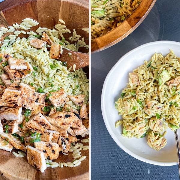 grilled chicken orzo and avocado salad