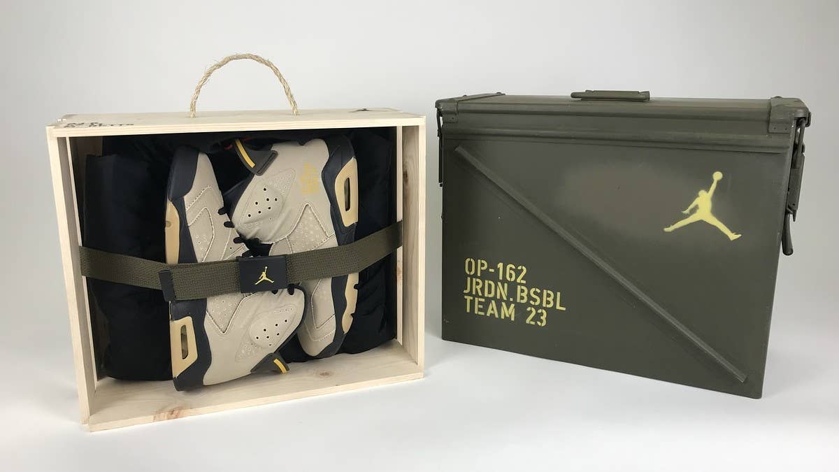 Jordan Brand celebrates its 2019 MLB roster by gifting its baseball athletes special packs featuring an exclusive pair of canvas Air Jordan 6s.