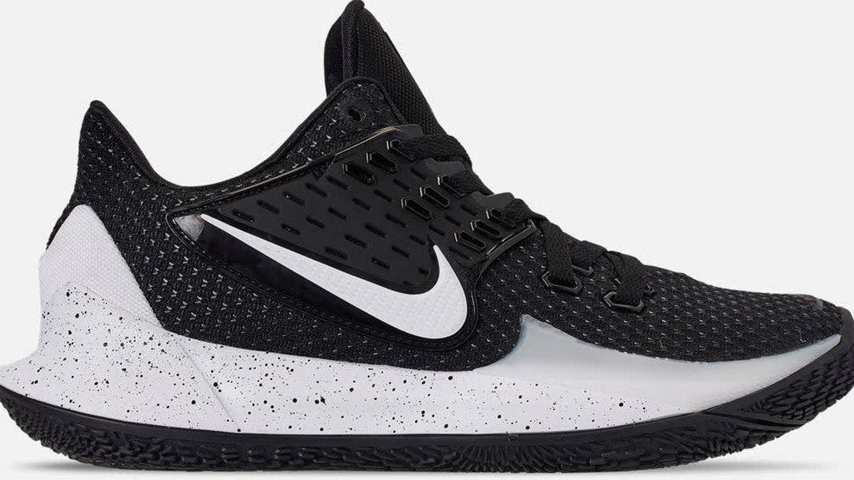 The Nike Kyrie Low 2 has started to hit select retailers. The debut 'Black/White' colorway features details like a plastic midfoot cage and speckled midsole.