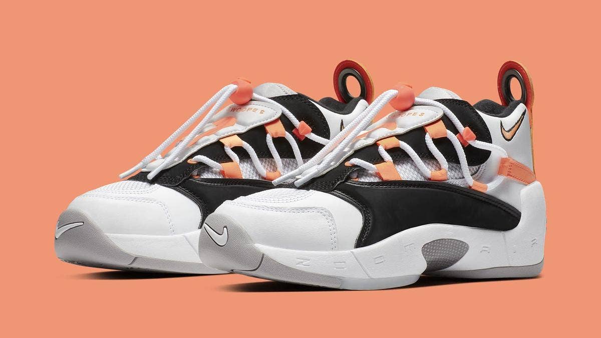 The Nike Air Swoopes 2 has surfaced in a non-OG colorway. The '90s basketball shoe is given a white leather upper, black overlays, and Orange Pulse accents.