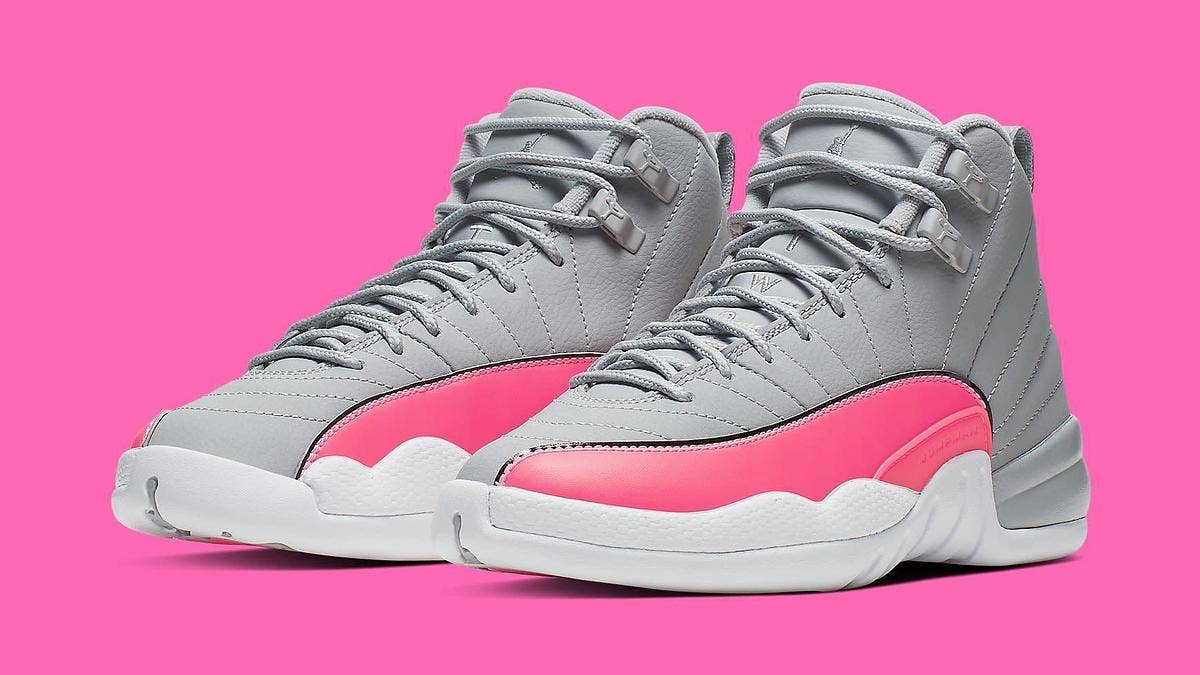 Another grey and pink Air Jordan 12 is releasing in kids sizing on July 31, 2019, for a retail price of $140.