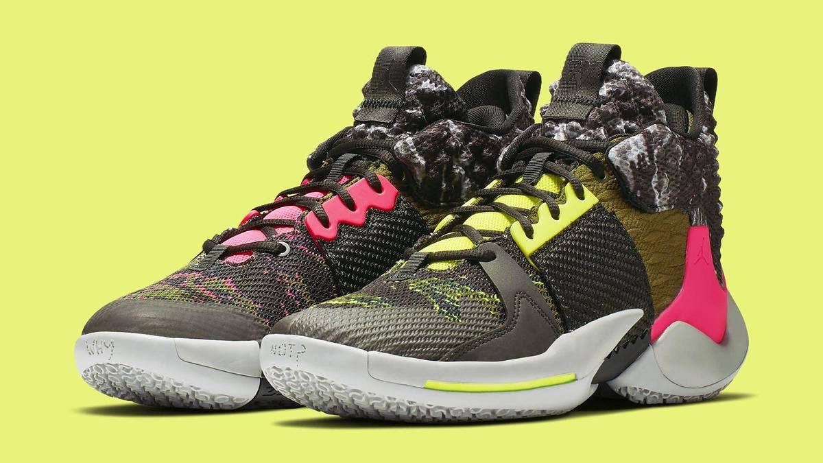 Jordan Brand has released the 'I Don't Care' Why Not Zer0.2. This colorway of Russell Westbrook's signature is covered in tiger camouflage and neon accents.