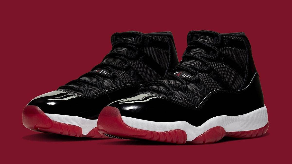 For the first time since 2012, the 'Bred' Air Jordan 11 returns to retail, this year sporting the higher cut patent leather overlay featured on the originals.