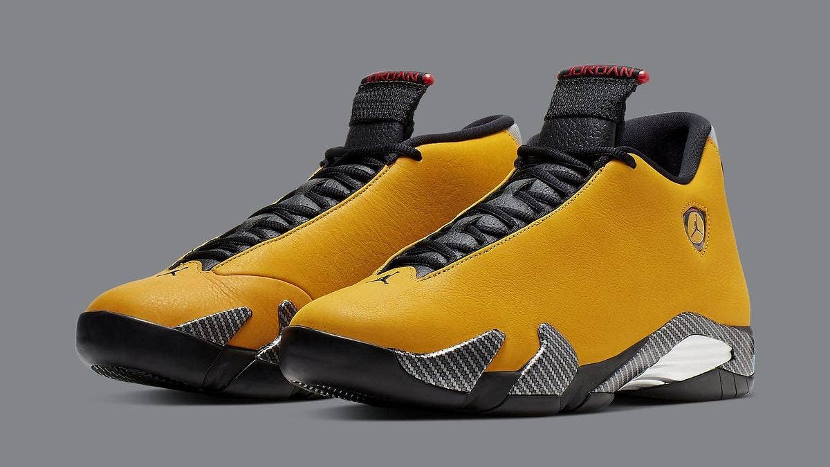 As part of Jordan Brand's Summer 2019 collection, the Air Jordan 14 Retro 'Yellow Ferrari' will release on June 22, 2019, at a retail price of $200.