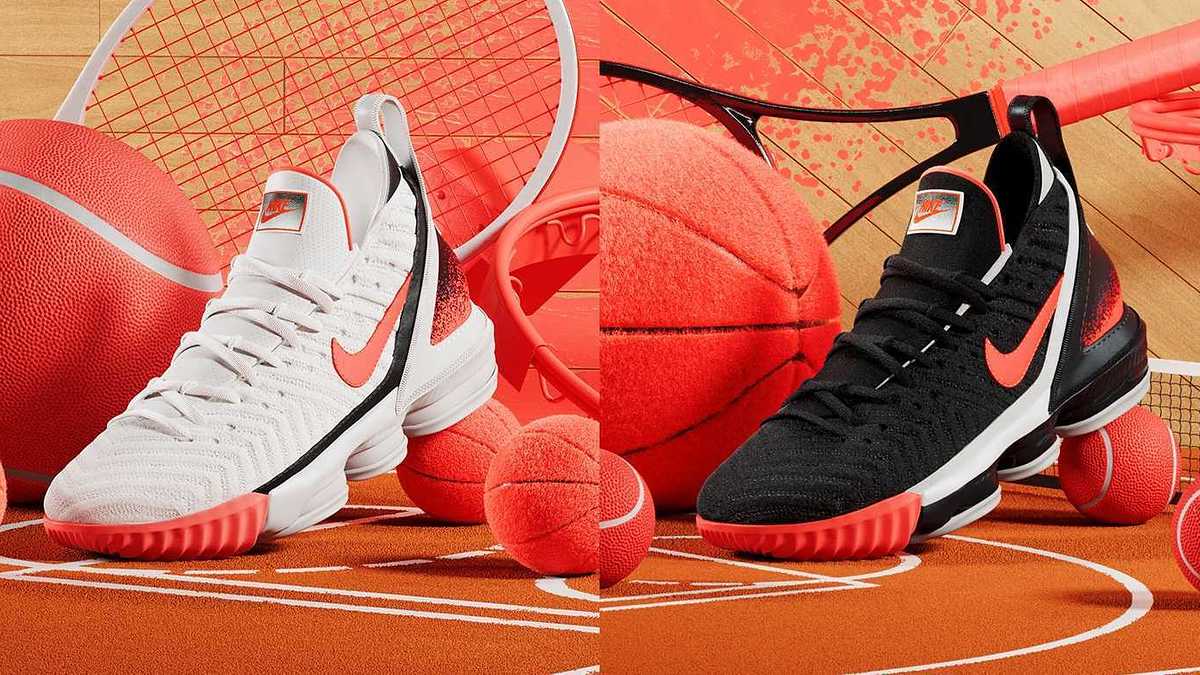 Inspired by Andre Agassi's 'Hot Lava' Nike Air Tech Challenge 2 from 1990, the Nike LeBron 16 inherits the vibrant color scheme as part of #LeBronWatch.