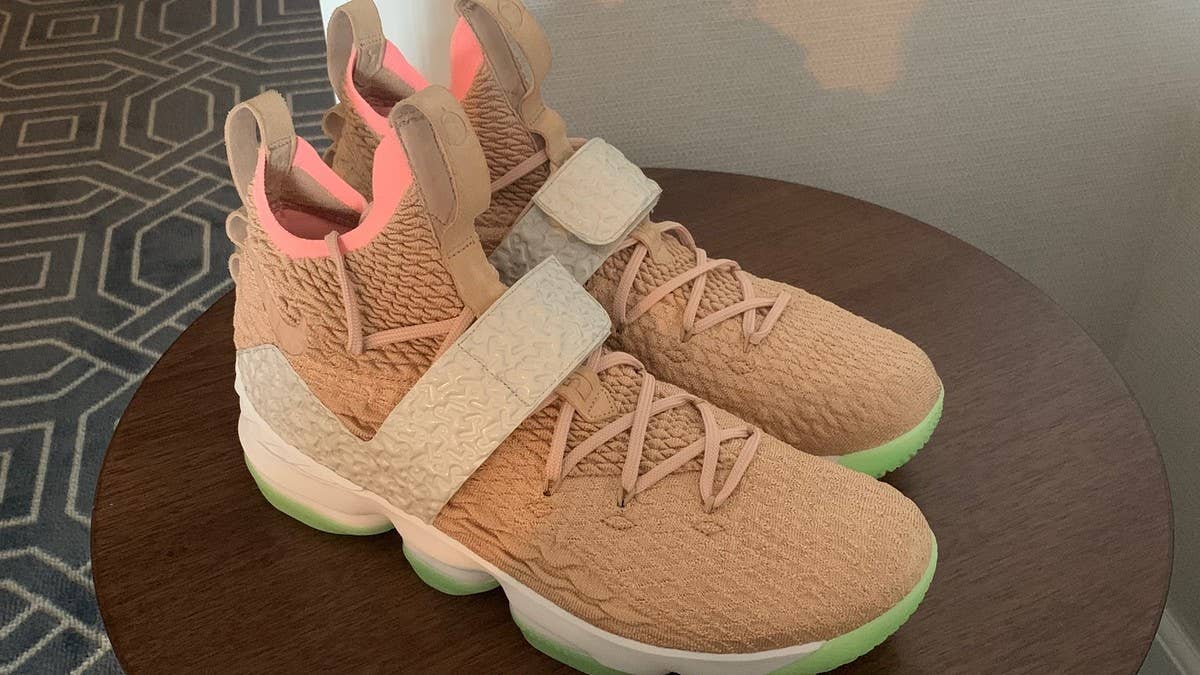 During the 2019 Nike EYBL Session 1, LeBron James was spotted rocking an unreleased Nike LeBron 15 x Nike Air Yeezy 1 'Net.'