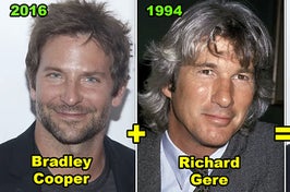 Side-by-sides of Bradley Cooper, Richard Gere, and what they'd look like morphed together